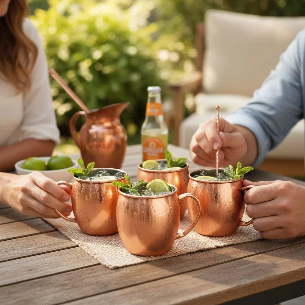 Yooreka Moscow Mule Mugs Set of 4 Copper 13pc Barware Set New